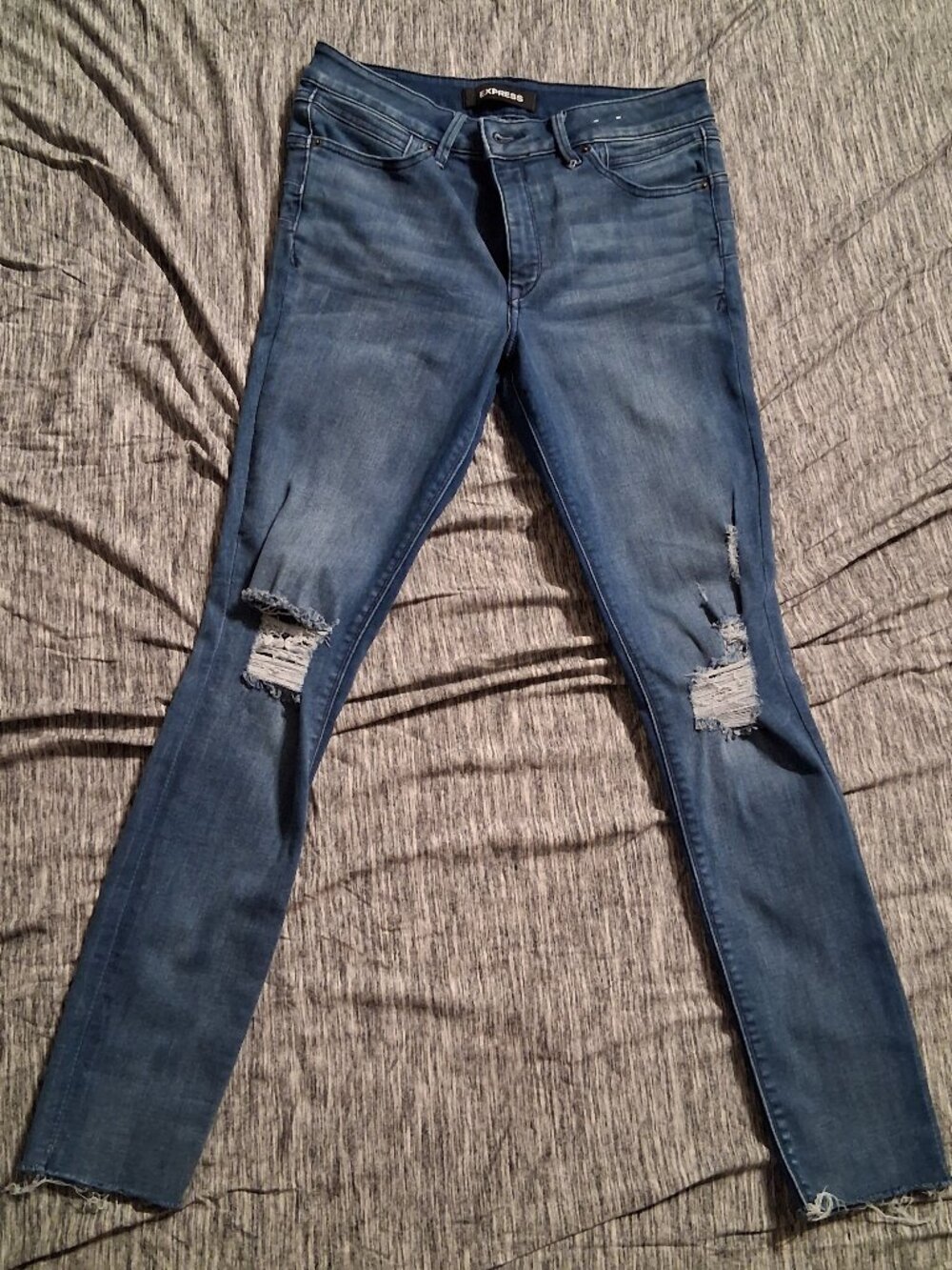 Size 10R Woman Express Blue Stretch Denim Angle Legging Midrise